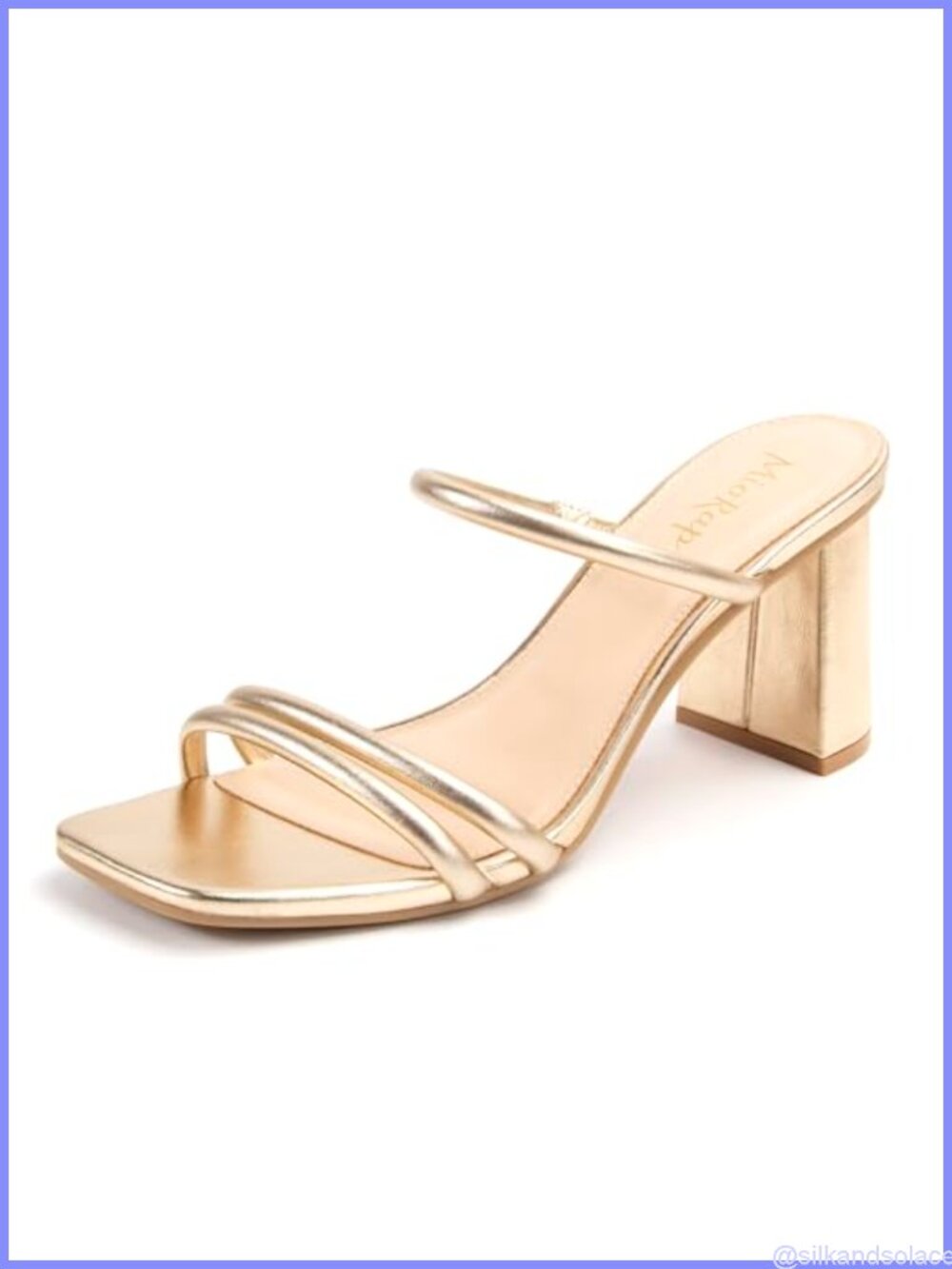 Strappy Square Toe Block Heel Sandals for Women Wedding Dressy Slides